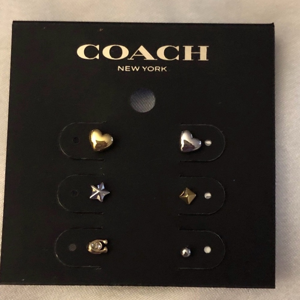 Coach Two Tone 6pc Stud Earring Set